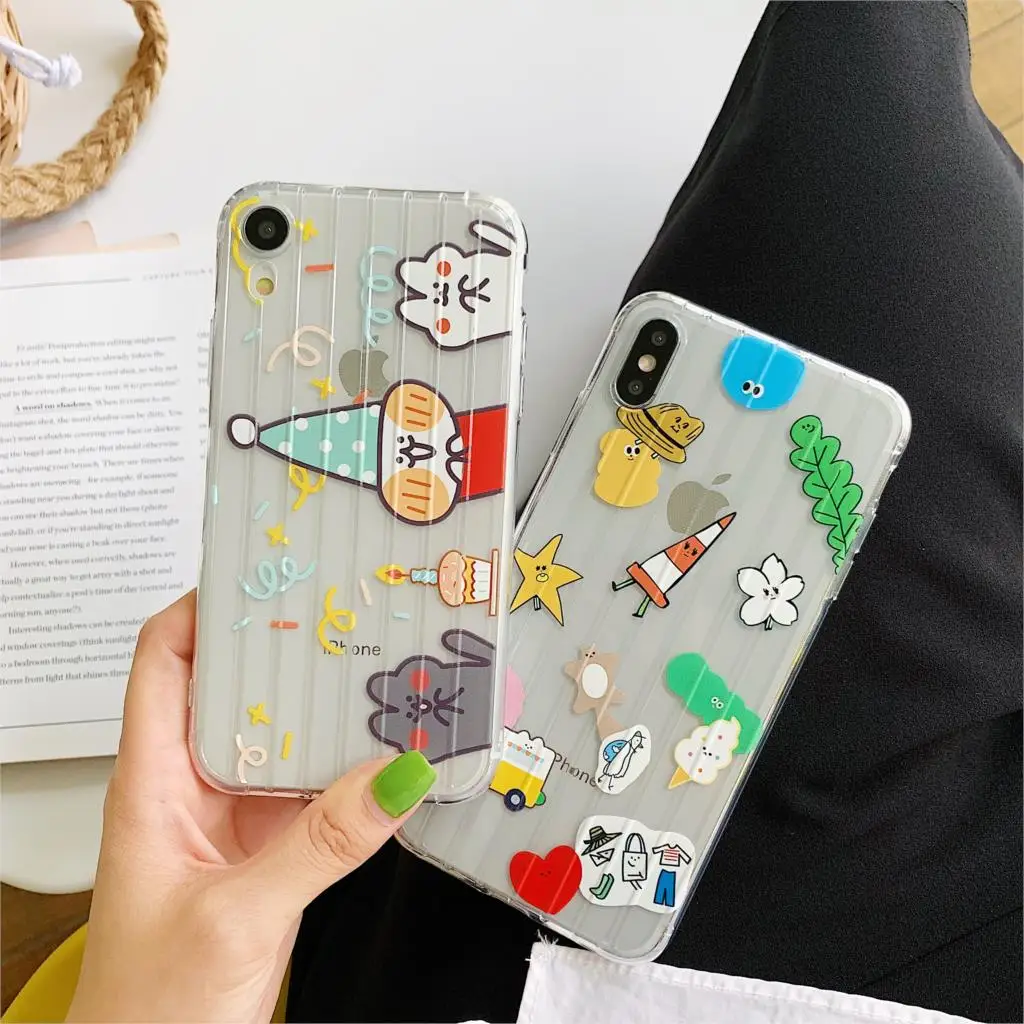 

Cute cartoon funny label birthday party mobile phone case for iphone Xs MAX XR X 6 6s 7 8 plus soft luggage TPU back cover