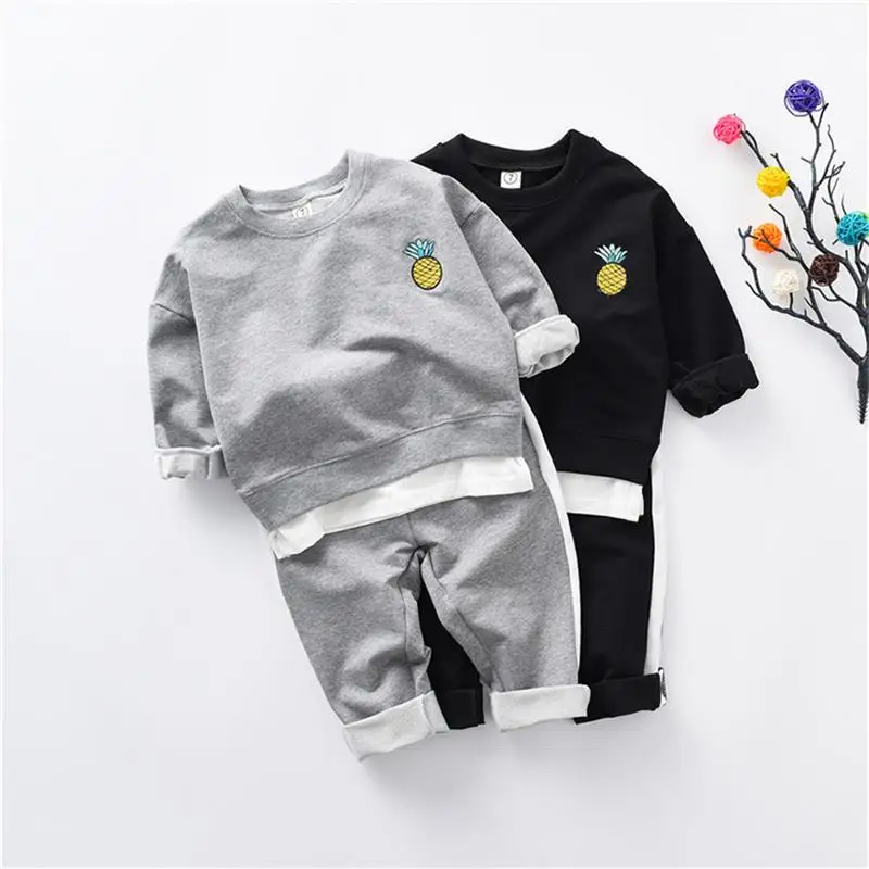 

2019 Children Clothing Autumn Baby Toddler Boys Clothing Kids Clothes Tshirt+Pants Outfits 2PC Sports Suit For Girls 2 5 6 Years