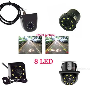 

2018 Hot Car Backup Camera HD Reverse Camera Mini Front view / Rear View Cameras 8 LEDs Lights Night Vision Waterproof IP68