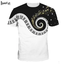 BombFun Pop модная мужская футболка с 3D принтом фортепианная музыка, футболка с коротким рукавом, летние топы, футболки для мужчин и женщин, парная одежда для футболок