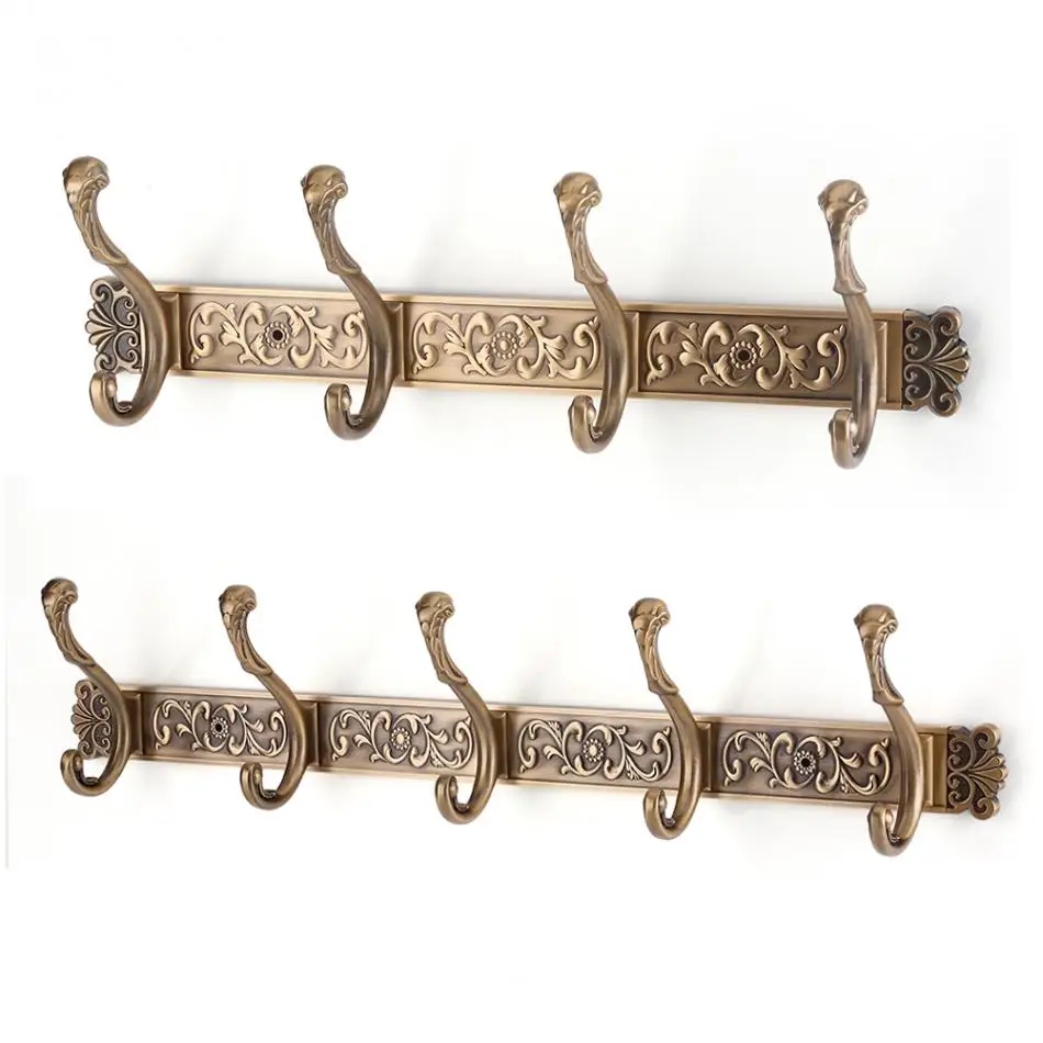Retro Hooks Bathroom Wall Carving Antique Robe Hooks 5 Row Hook Coat ...
