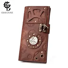 ¡Novedad de 2019! Cartera de hombre estilo Punk, monederos Vintage Steampunk con remaches para hombre