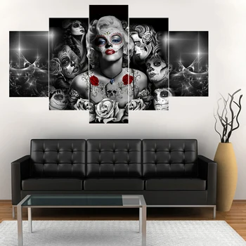 

5 Pieces Marilyn Monroe Poster Wall Art Canvas Painting Nordic Wall Pictures for Living Room Decoration Picture Art Print
