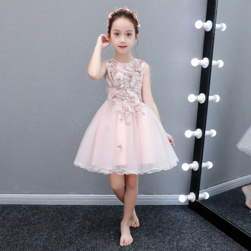 

2019 New Fashion Children Girl Embroidery Tutu Princess Dress Kids Dresses For Girls Wedding Party Baby Girl Clothes Vestido S17