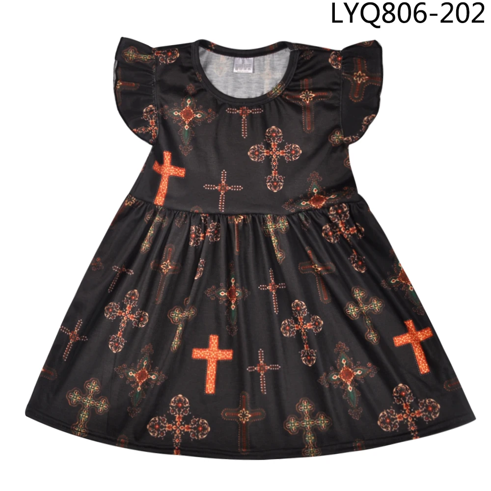 

Factory Wholesale Flower Animal Princess Dress Baby Girls Dress Flutter Sleeve Girls Clothing 2018 Summer Clothes