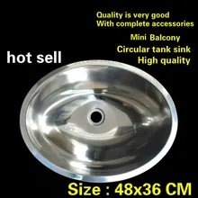 Стандартный мини модный балкон кухня круглый бак раковина пищевой 304 нержавеющая сталь Горячая 480x360 мм