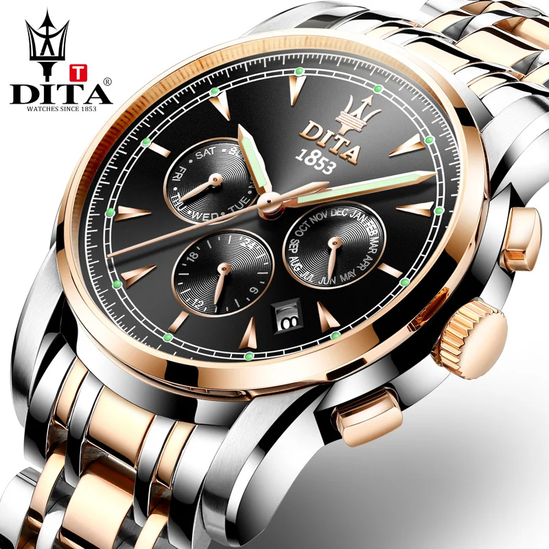 DITA pria Mewah Skeleton Perhiasan Jam 