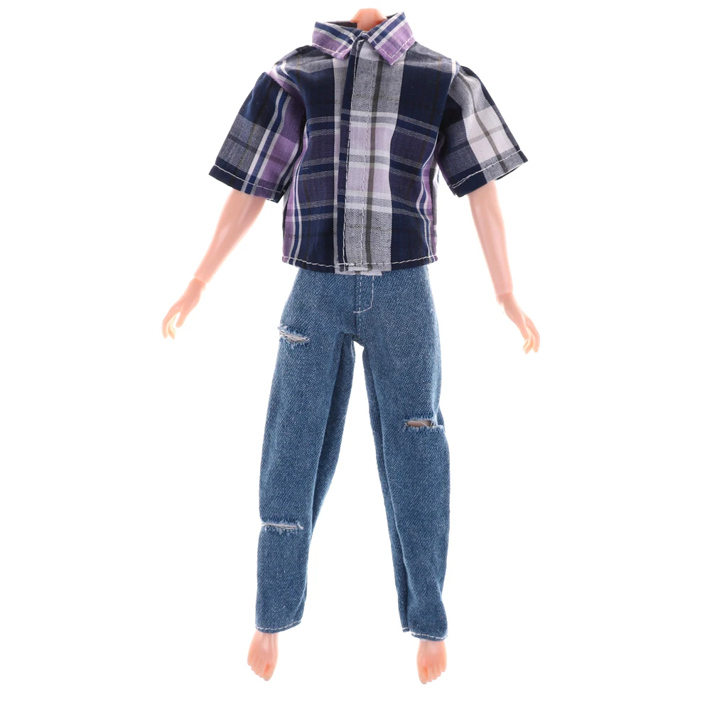 1set 1//6 Boy Ken Doll Clothes Painted Flower Shirt /& Black Pants Trousers Kids