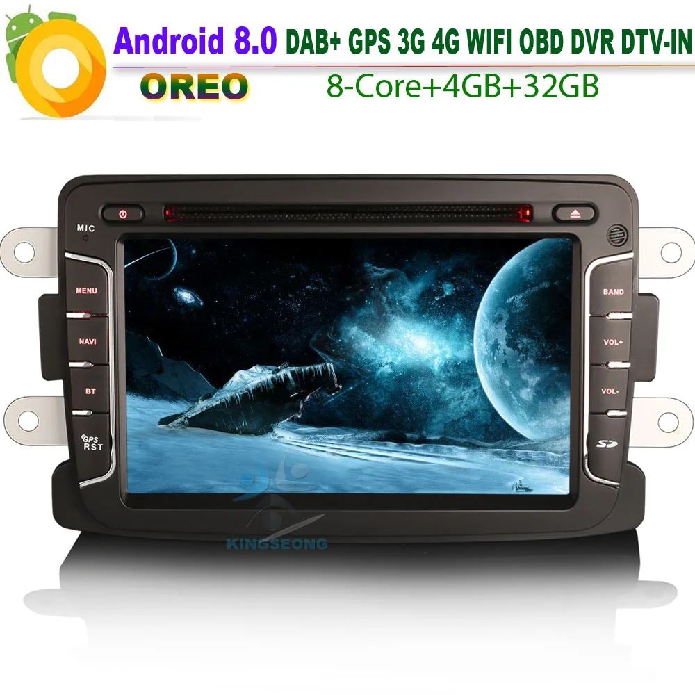

DAB+Autoradio Car CD Player for Renault Logan Sandero TNT Android 8.0 GPS BT DVD WiFi 3G/4G Bluetooth DTV-IN Radio OBD SD