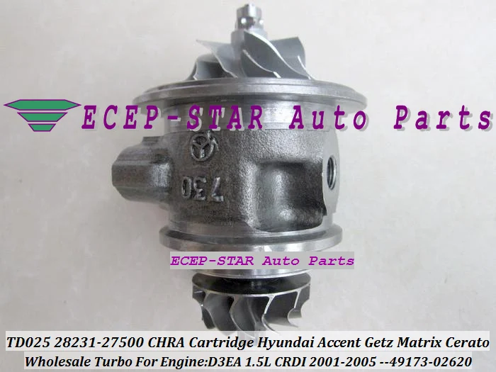 

Free Ship Turbo Cartridge CHRA TD025 49173-02620 28231-27500 For HYUNDAI Accent Matrix Getz For KIA Cerato Rio CRDi D3EA 1.5L