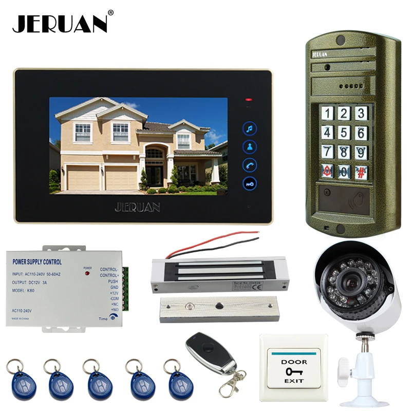 JERUAN NEW 7 inch touch key Video DoorPhone System kit