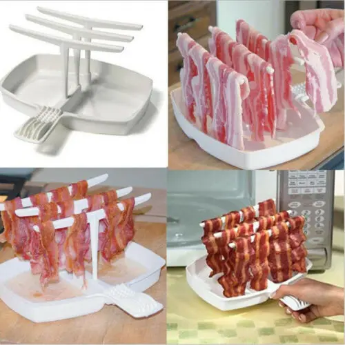 

2019 New Microwave Bacon Cooker Tray Rack Hanger Food Preparation Kitchen Supply Tools