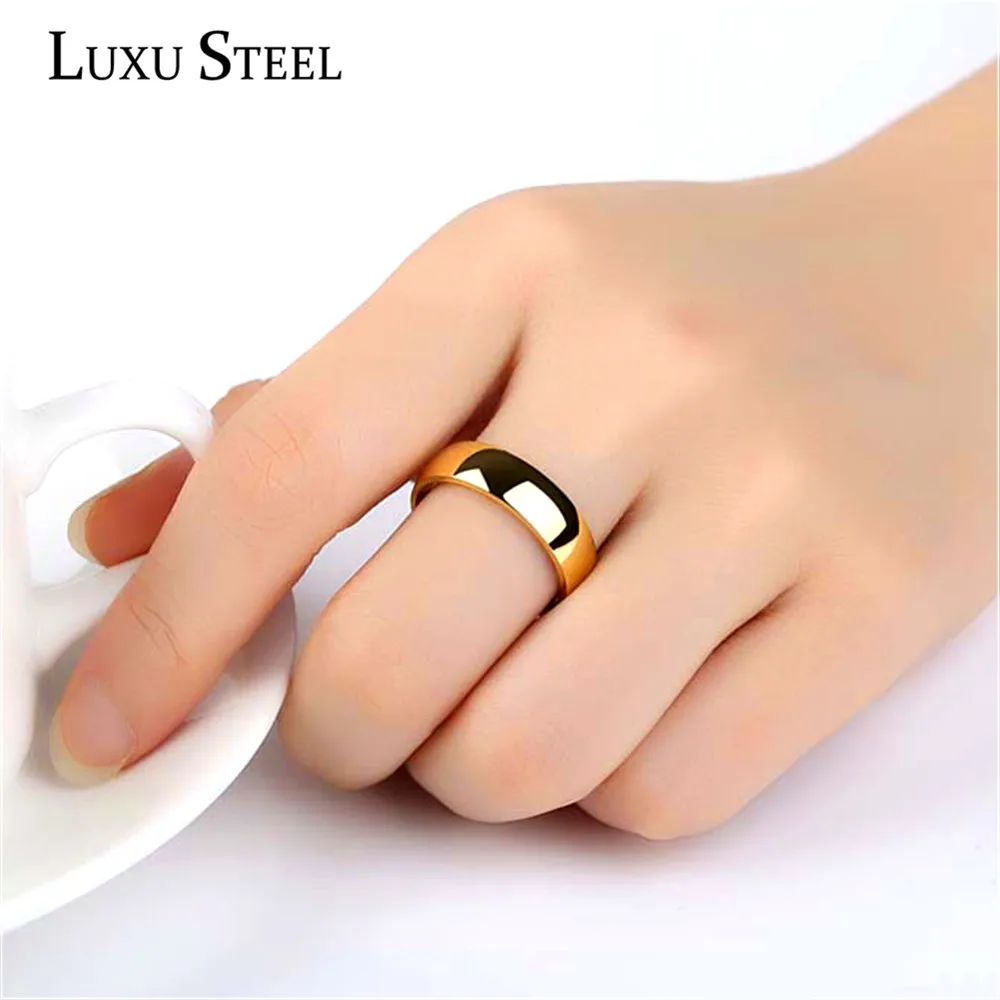 LUXUSTEEL золотые кольца из нержавеющей стали оптом Простые Кольца Размер 6-12 для