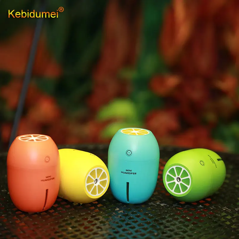 

kebidumei Car Humidifier Lemon Style USB Ultrasonic Humidifier Led Light Essential Oil Aroma Diffuser Auto Off Touch Switch