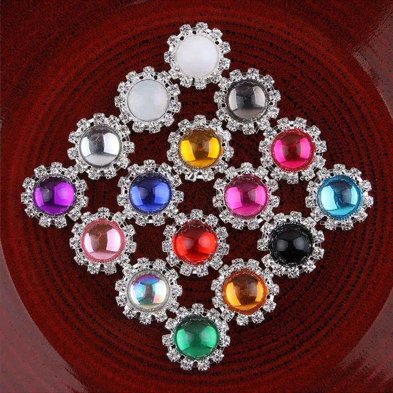 30pcs/Lot 20MM Assorted Colors Fashion Round Flat Back Rhinestone