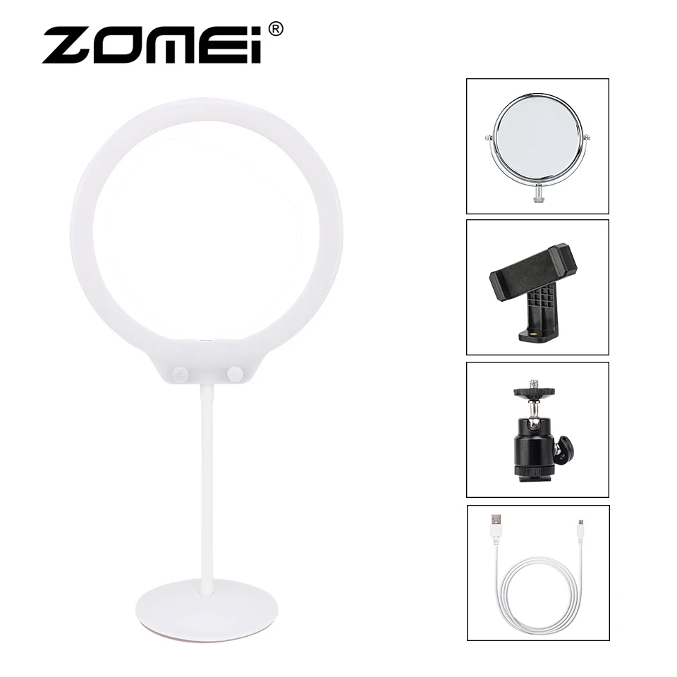 

ZOMEI Ring Light Kit Mini Dimmable Flexible Photographic Lighting Table LED Ring Video Light with Stand for Makeup Studio Phone