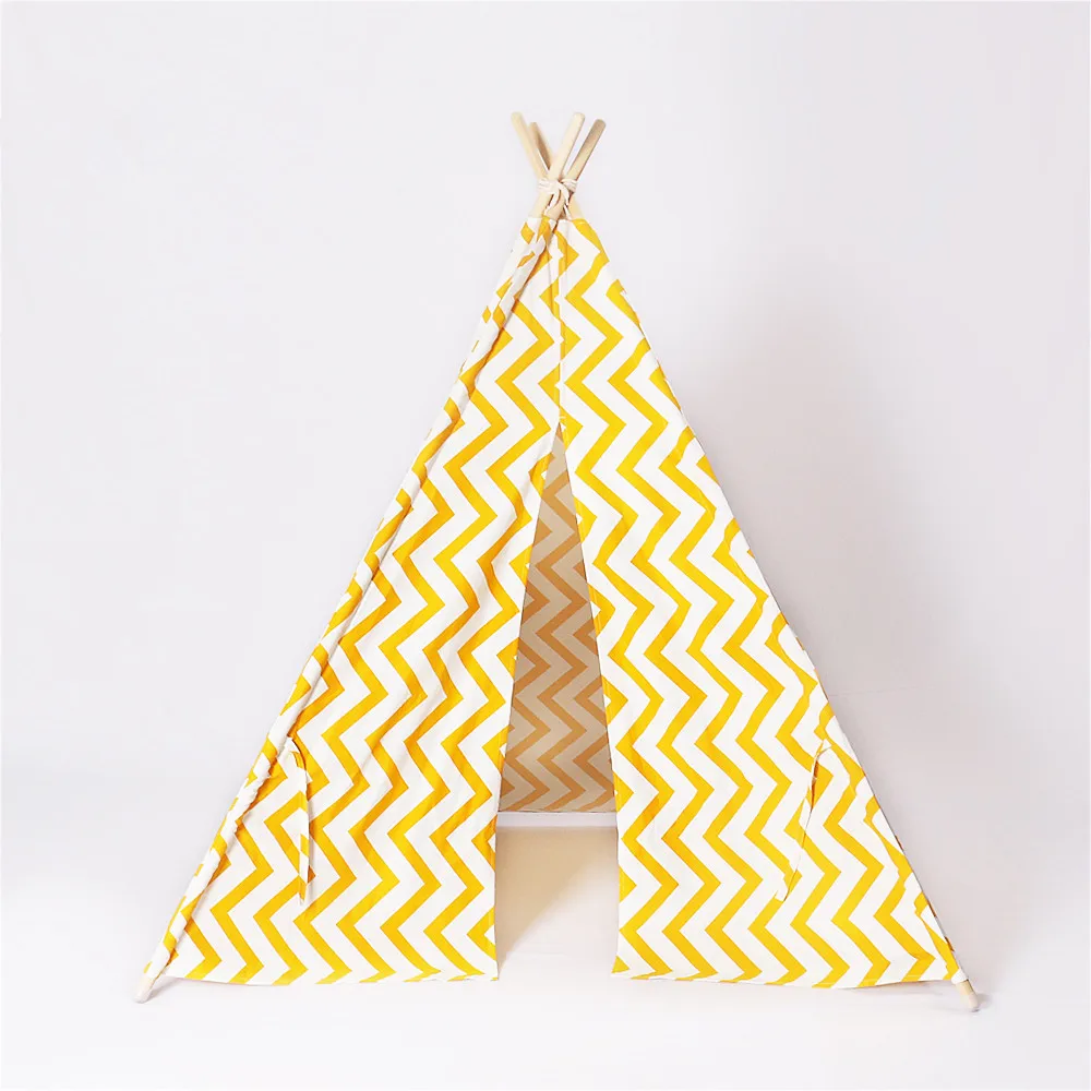 

Yellow Zigzag Children Teepee Play Tent Indian Teepee Wigwam Indoor Play Tent
