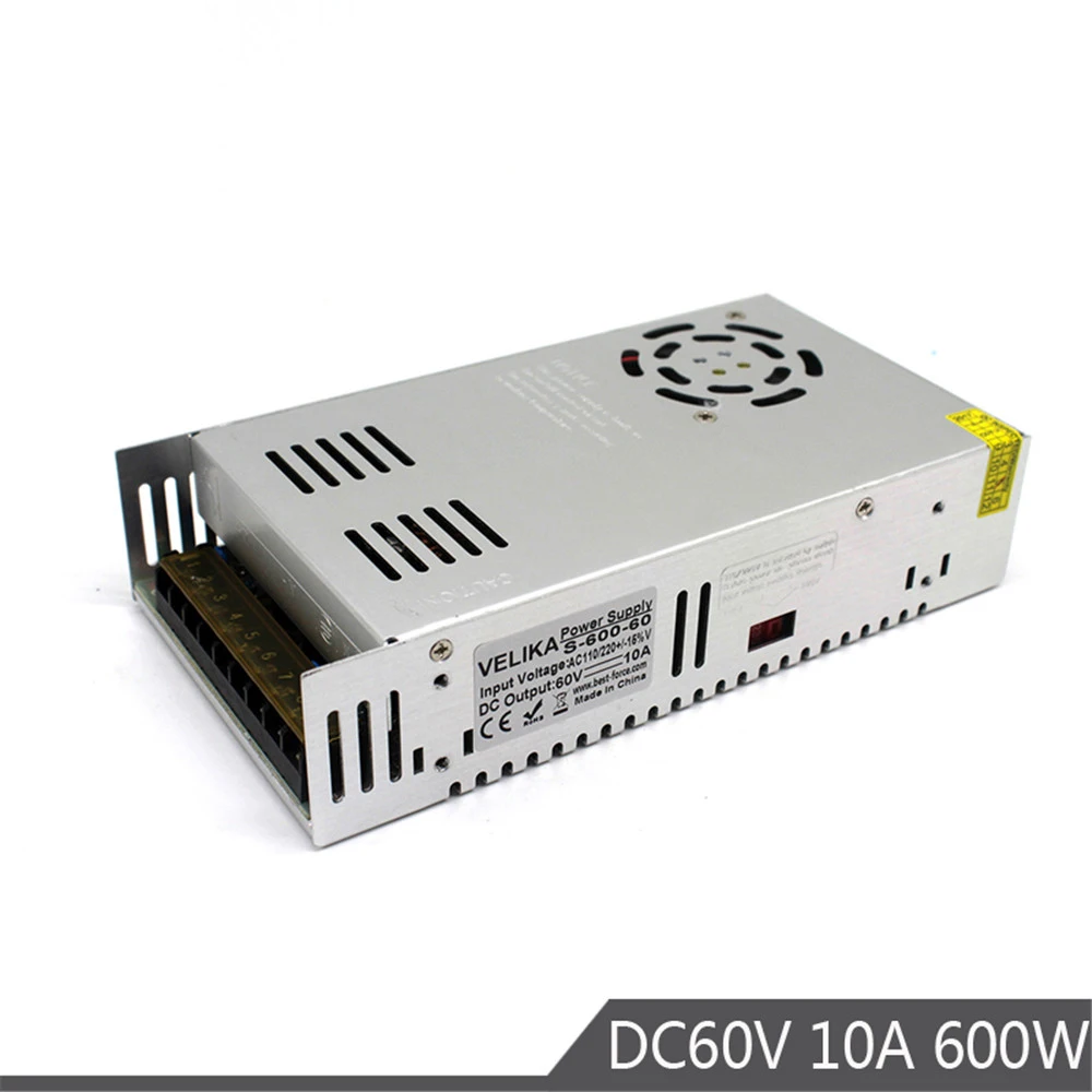 

Single Output DC 60V Power supply 10A 600W Driver Transformers AC110V 220V TO DC60V Power Source For CNC Router CCTV 3D Printer