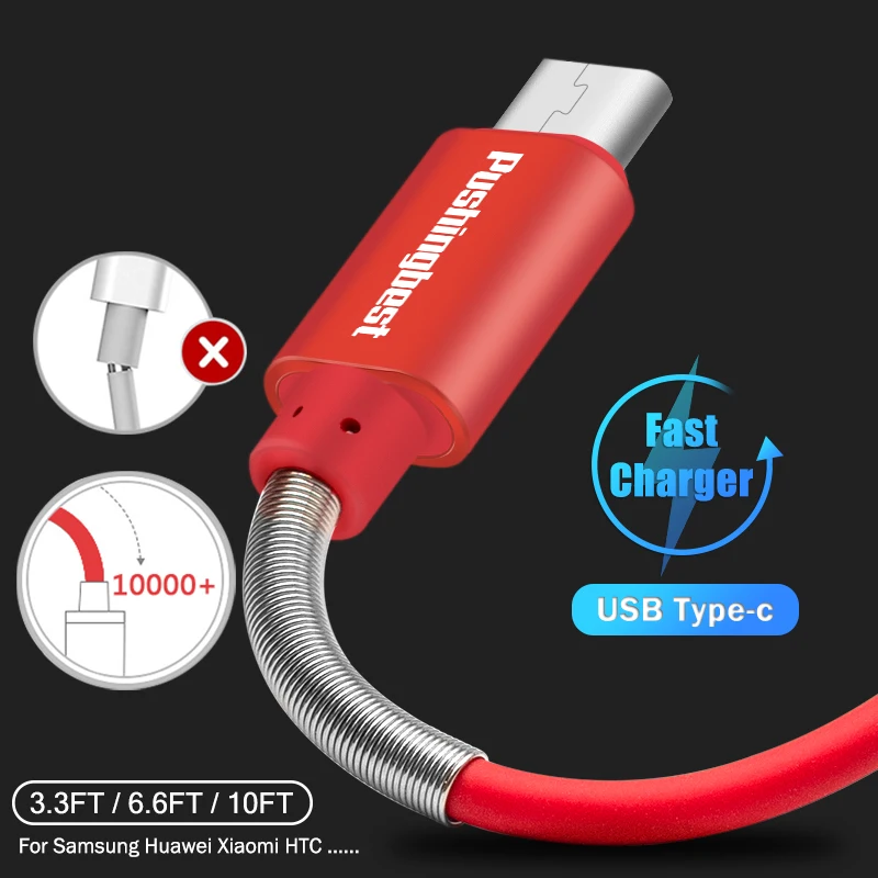 

USB Cable Retractable Spring USB Type C Cable For Samsung S9 Xiaomi Huawei p10 mate20 Fast Charging Charger Cable Wire Data Cord