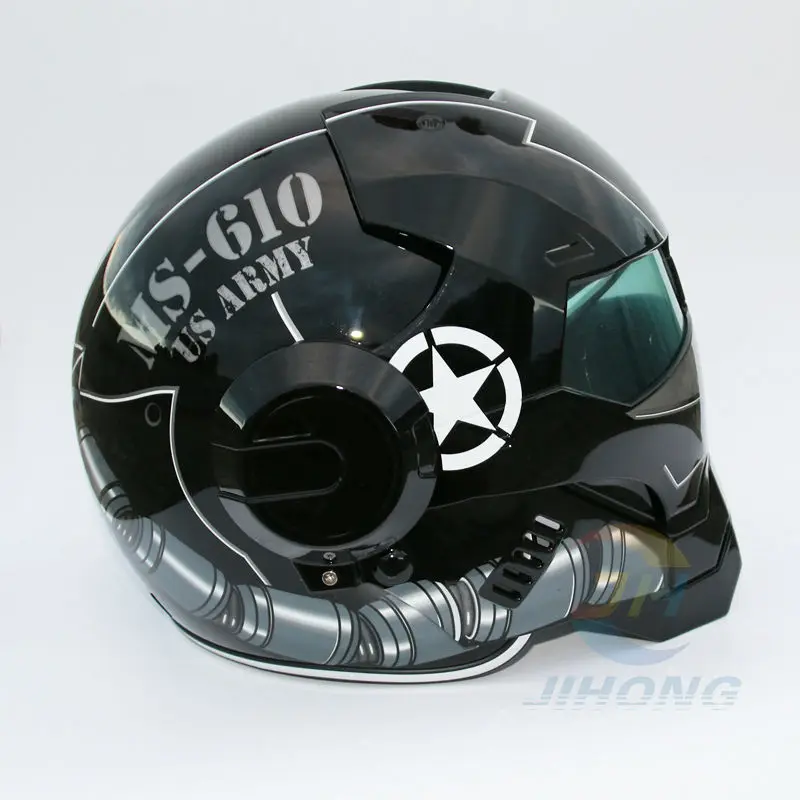 Яркий черный Masei Заку мотоциклетный шлем IRONMAN железный человек шлем половина шлем с открытым лицом шлем мотокросс 610