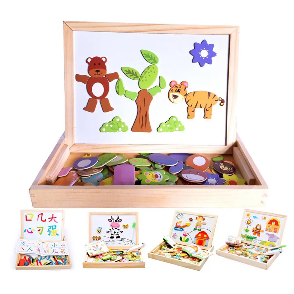 

Creative Drawing Writing Board Magnetic Puzzle Double Easel Kid Wooden Toy Sketchpad Gift Children Intelligence Education Toy