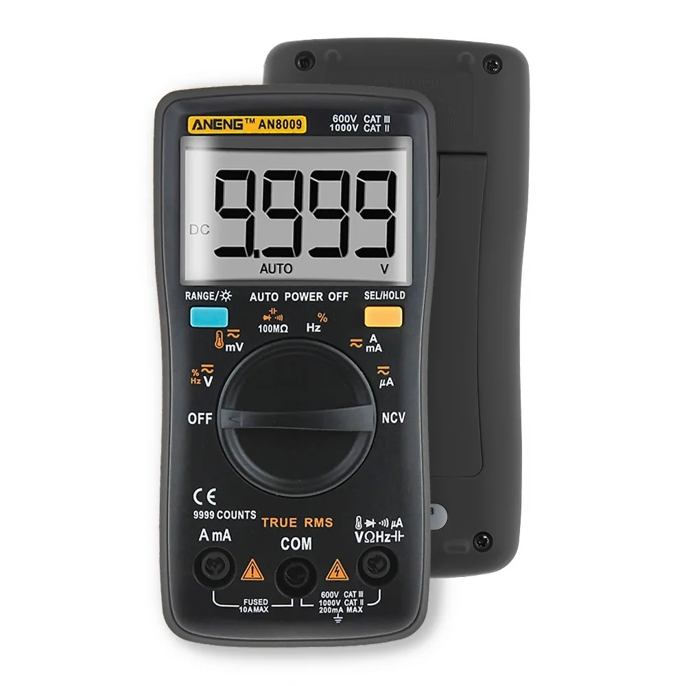 

Auto Range Digital Multimeter 9999 counts With Backlight AC/DC Ammeter Voltmeter Ohm Transistor Tester multi meter AN8008 AN8009