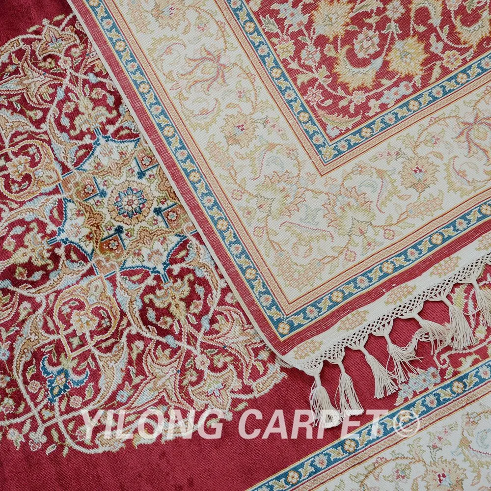 Yilong 4'x6' традиционный Тебриз ковер красный vantage ковры искусственный шелк(1193