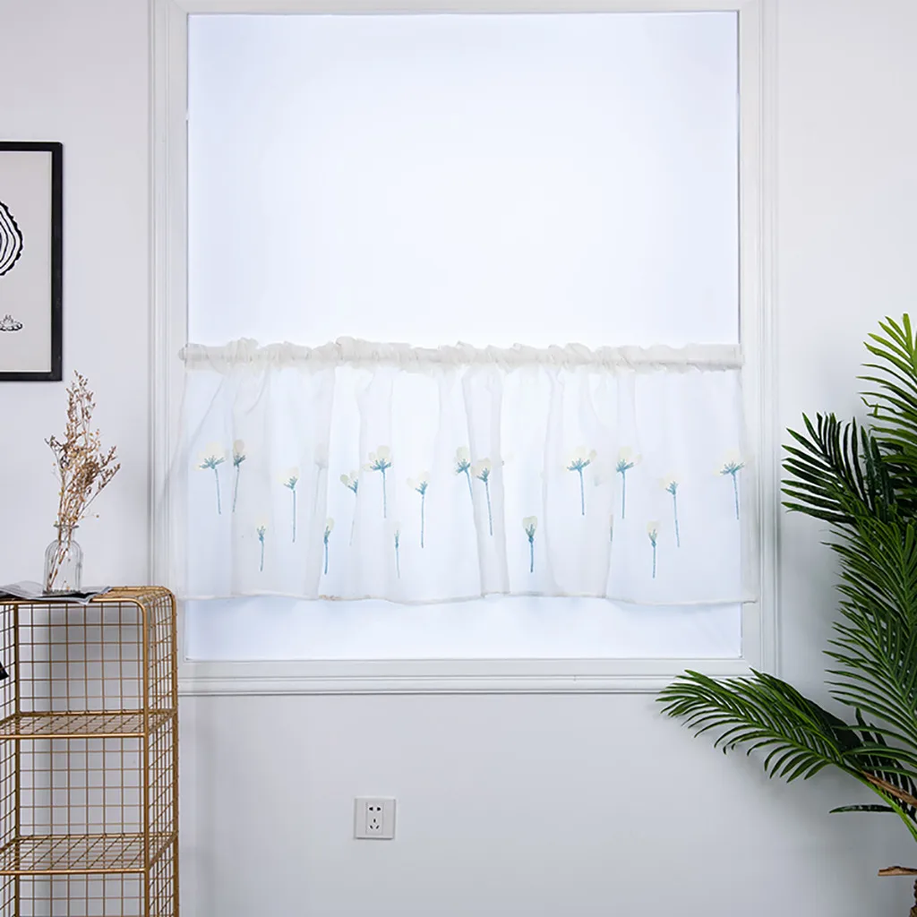 1 шт., элегантные занавески из вуали с вышивкой «капок», занавески для дома, украшение на окно, изящная вуаль, занавески s 100x50 см