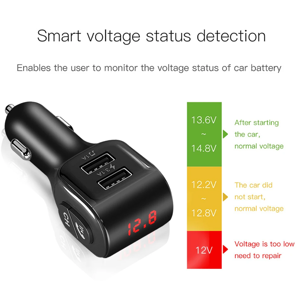 Автомобильное зарядное устройство KEBIDU Dual USB для iPhone Xiaomi автомобильное адаптер BT5.0