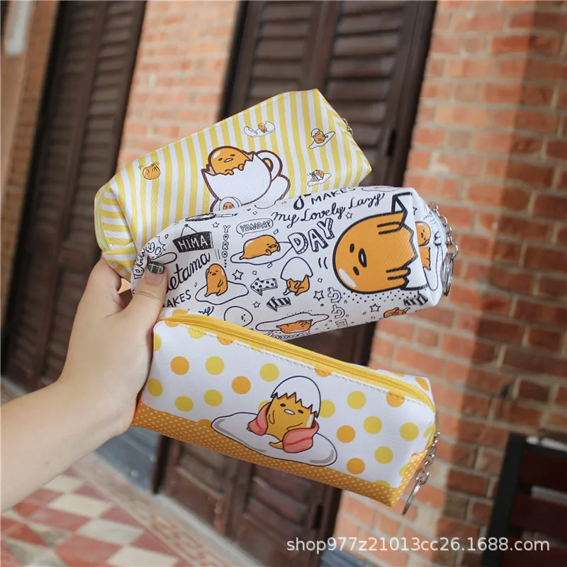 IVYYE 1 قطعة الأصفر gudetama أنيمي مستحضرات التجميل أكياس بو سستة المدرسة مقلمة تخزين القلم حقيبة الحقيبة القرطاسية جديد