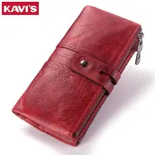 Женский кошелек из натуральной кожи, Женский кошелек с застежкой, клатч, сумочка для денег, женский удобный держатель для карт, длинный для девушек