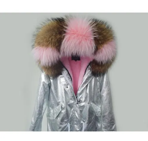 21 faux fur short Стильная Кожаная парка с капюшоном из натурального меха, серебряная Водонепроницаемая меховая верхняя одежда, Лидер продаж, женская верхняя одежда из меха лисы, енота, кролика - Цвет: 21 faux fur short