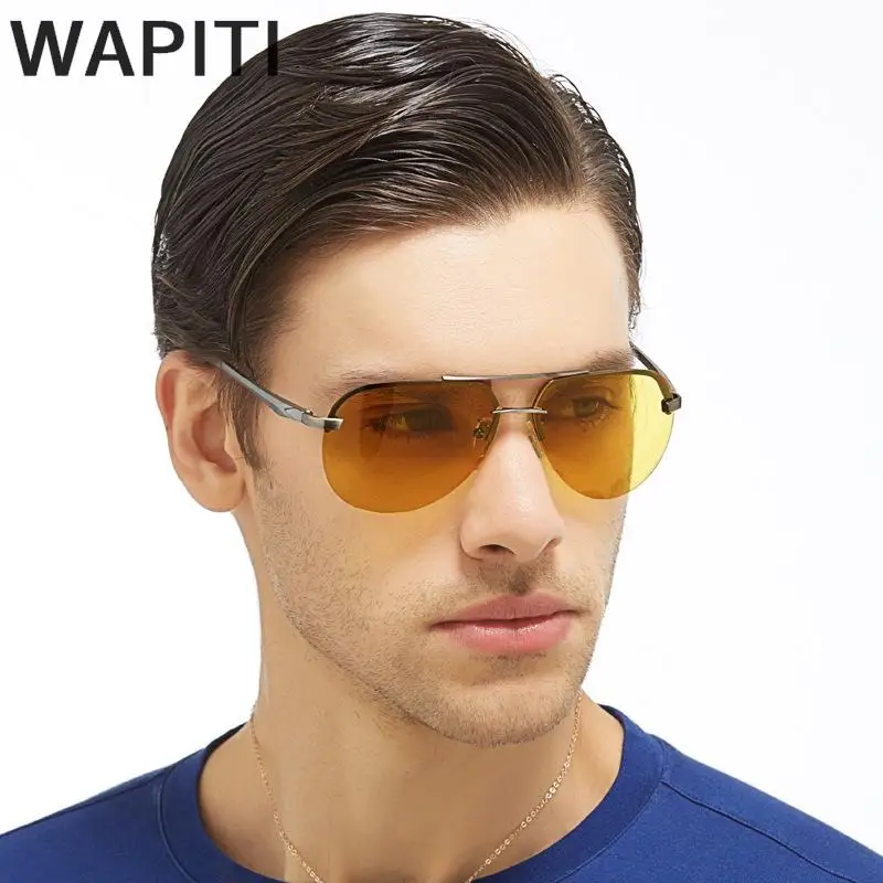 Wapiti Men Pilot Polaroid Lens Night Vision Glasses Aluminum Magnesium