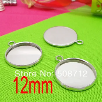 

Rhodium Plated Dull Silver 500piece/lot w/ Horizontal Loop 18mm Round Earring/Bracelet/Pendant Charm Tray Bezel Blank