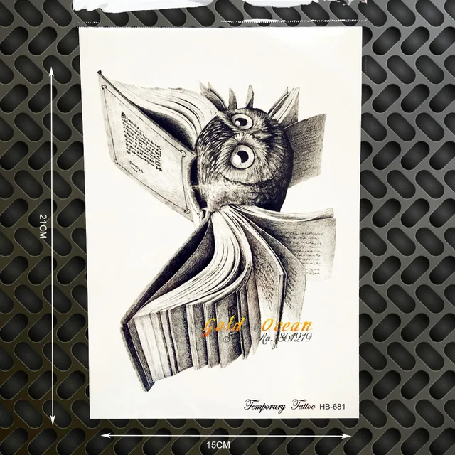 Vintage Harry Potter Temporary Tattoo Owl Wings Magic Book Flash Fake Tattoo Supplies 21x15CM Wall Sticker Large Body Art Arm Vintage Harry Potter Temporary Tattoo Owl Wings Magic Book Flash Fake Tattoo Supplies 21x15CM Wall Sticker Large Body Art Arm