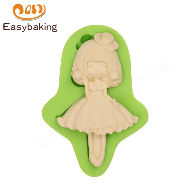ES-1405-12 Lovely Little girl in skirt Silicone Molds for Fondant Cake Decorating