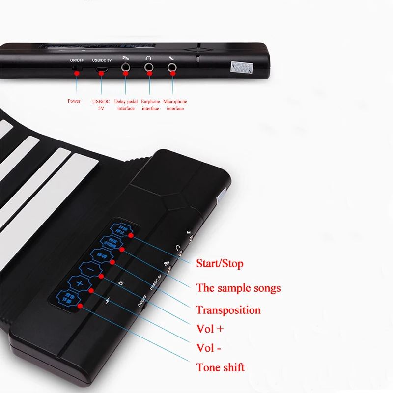 Новая гибкая 88 клавишная USB гибкая рулонная электронная пианино клавиатура профессиональная с батареей