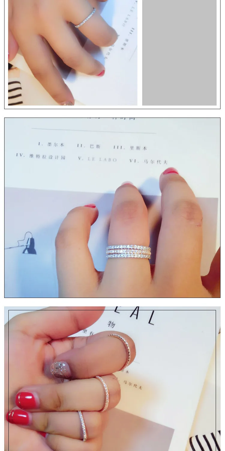 925 серебряные кольца для женщин Простые классические персонализированные свадебные кольца Изысканные cz Стразы инкрустация Модные женские ювелирные изделия
