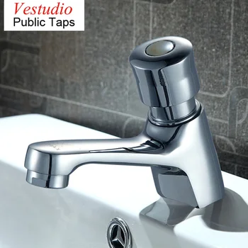 

Free Shipping Brass Time Delay Faucet Touch Press Auto Self Closing cold Water Saving Tap for Public Toilet Metered Faucet