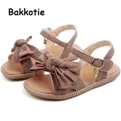Bakkotie новые летние для маленьких девочек модные сандалии с бантом принцесса розовый мягкие вечерние туфли детские из искусственной кожи