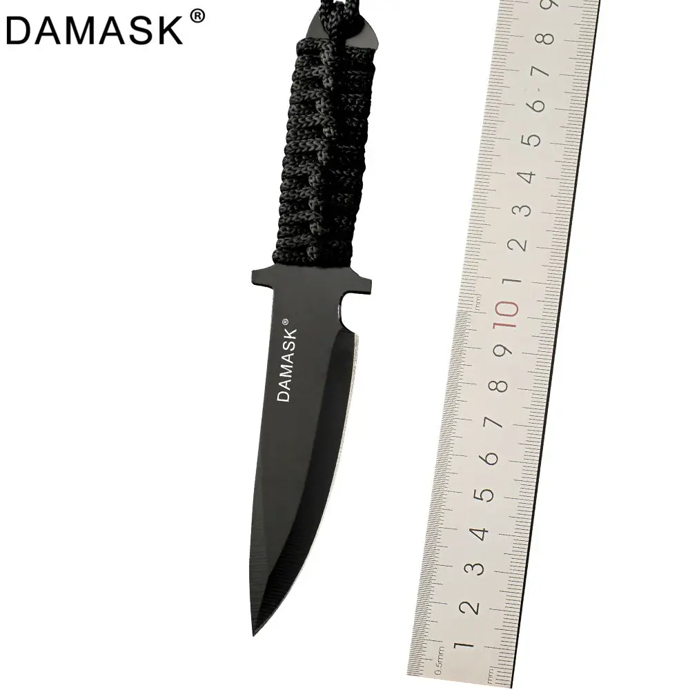 

DAMASK EDC Outdoor Pocket Knife Sharp Stainless Steel Fixed Blade Knife Camping Hunting Fighting Hand Tools Paratrooper Knife