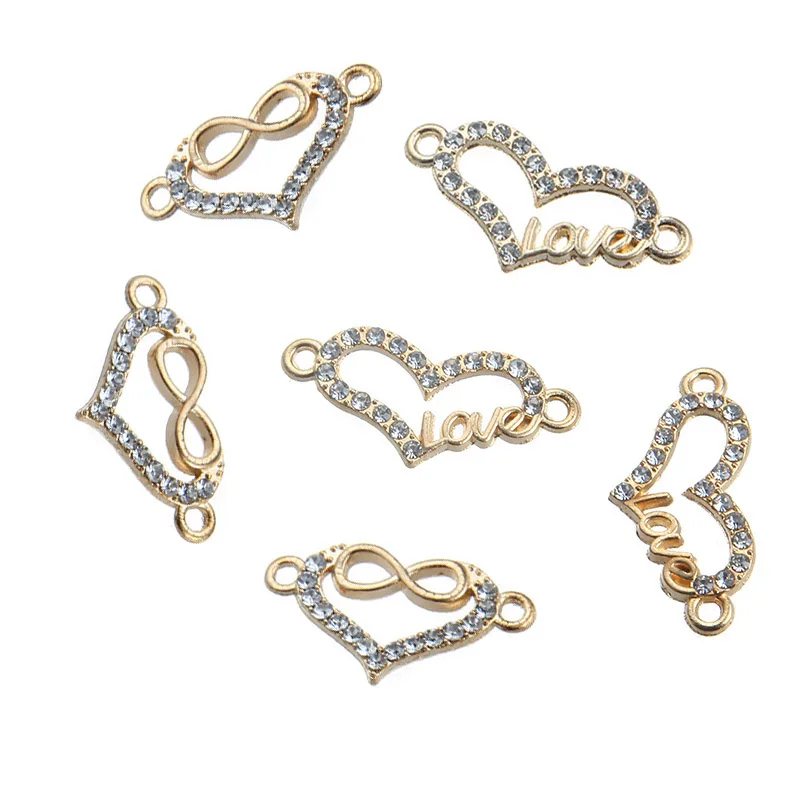 

TJP 20pcs Antique Gold Tone Love Heart Infinity Connectors Charm Pendants Hollow Open for DIY Bracelet Jewelry Making Findings