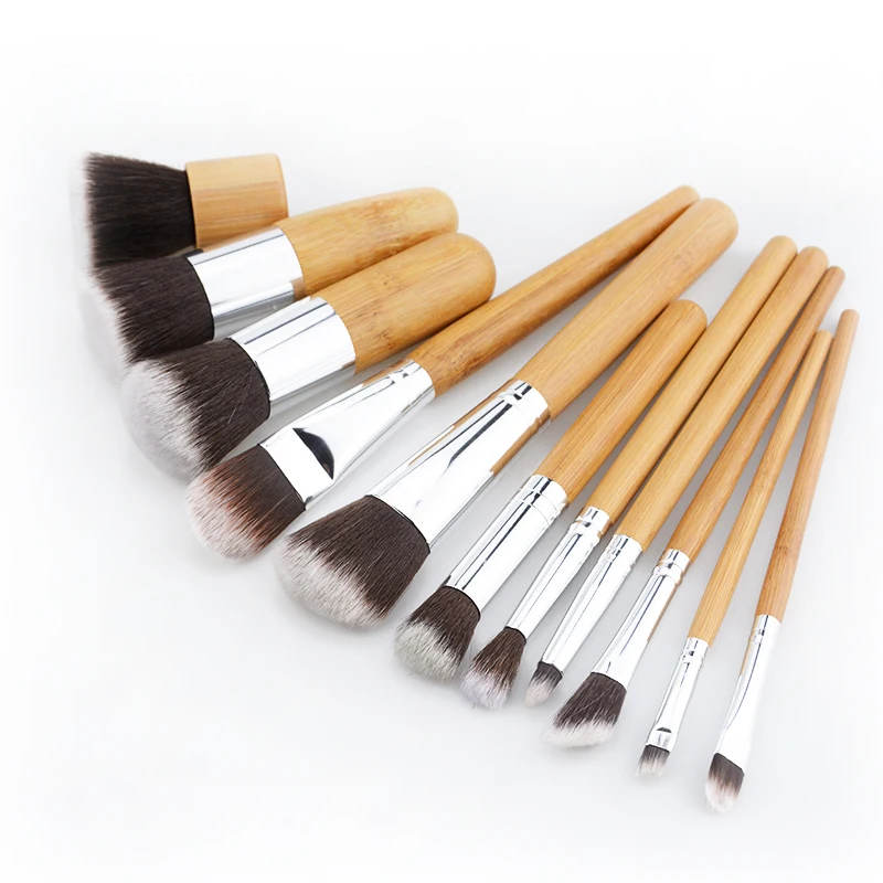

11pcs Natural Bamboo Professional Makeup Brushes Set Foundation Blending Brush Tool Cosmetic Kits Makeup Set Brusher