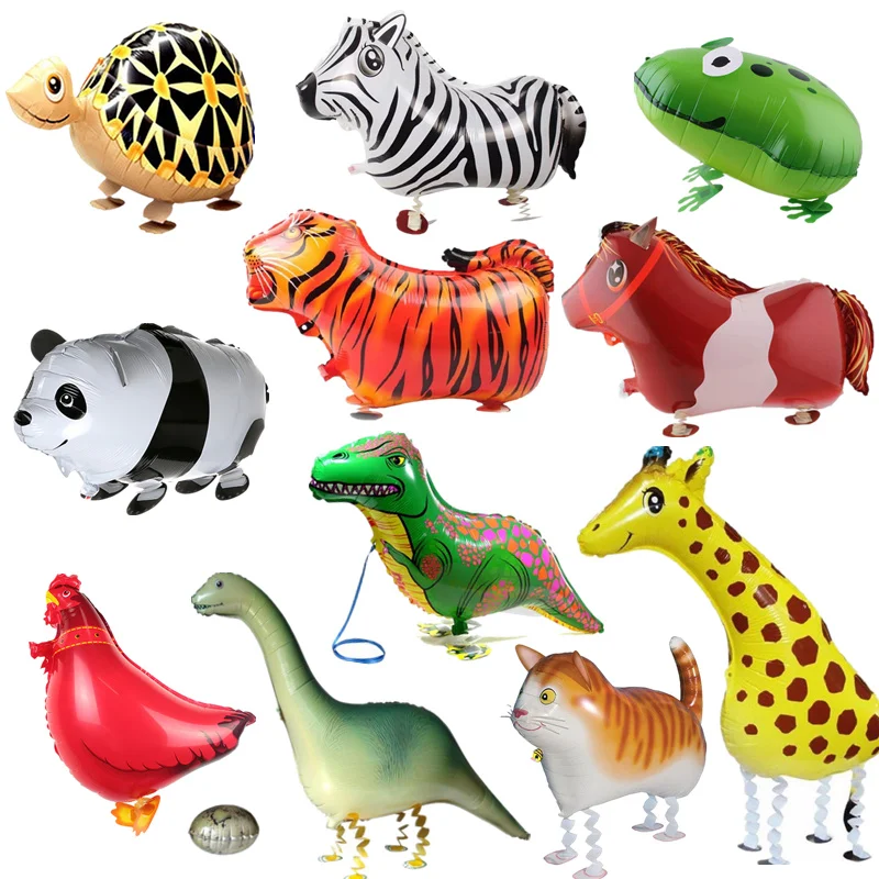 1 шт., милый шарик "шагающие звери", питомец, кот, жираф, динозавр, лягушка, фольгированный шар для детского душа, украшения для детей, подарки на день рождения
