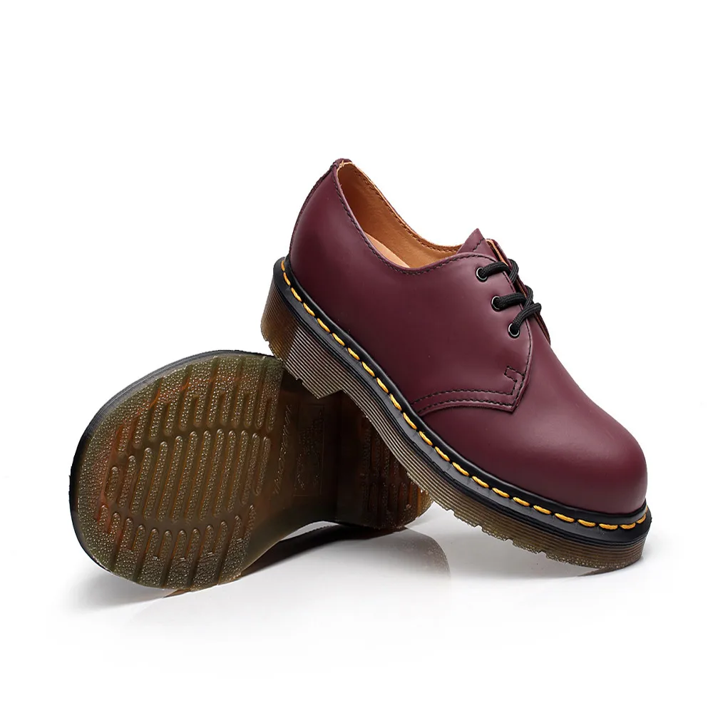 Модная рабочая обувь в стиле ретро на низком каблуке с круглым носком Нескользящие кожаные ботинки на низком квадратном каблуке со шнуровкой