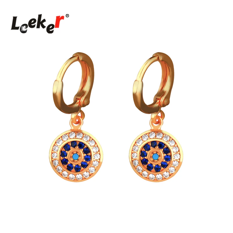 

LEEKER Charm Rhinestone Hoop Earrings For Women Silver Gold Color Round Circle Earrings Bridal Wedding Jewelry 352 LK9