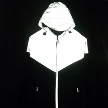 Повседневное хип-хоп пальто ветровка моды отражательная куртка высокой видимости серебристый для Бег для мужчин