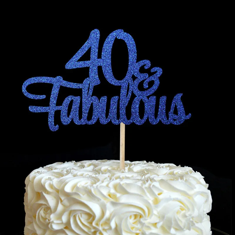 40& Сказочный торт Топпер 40-ой День Рождения Декор много цветов блеск выбирает украшения принадлежности для тортов - Цвет: Blue Glitter