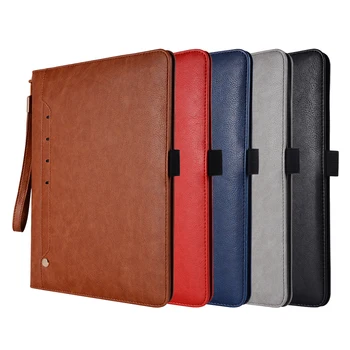 

Multi Straps Handheld Calf Leather Case for iPad 2 3 4 Foldable Business Card Stand Smart Cover for Apple iPad4 iPad3 iPad2 9.7"