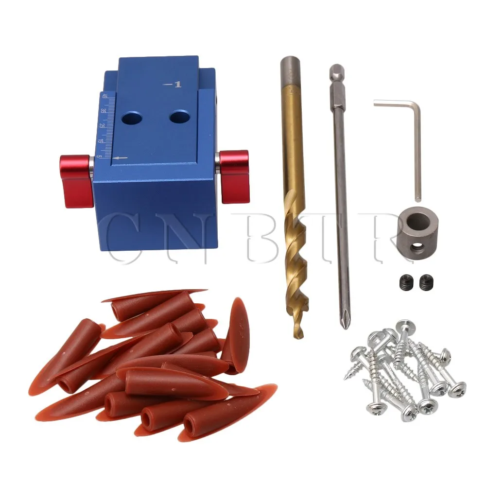 

CNBTR Aluminum Alloy Woodworking Pocket Hole Jig Kit System Repair Carpenter Kit with Step Drilling Bit and Accessories